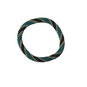 Sashka Bracelet Handmade Boho Chic Crochet Beaded Roll-On Red Black Blue Silver